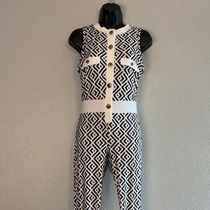 Geometric Black and White Jumpsuit